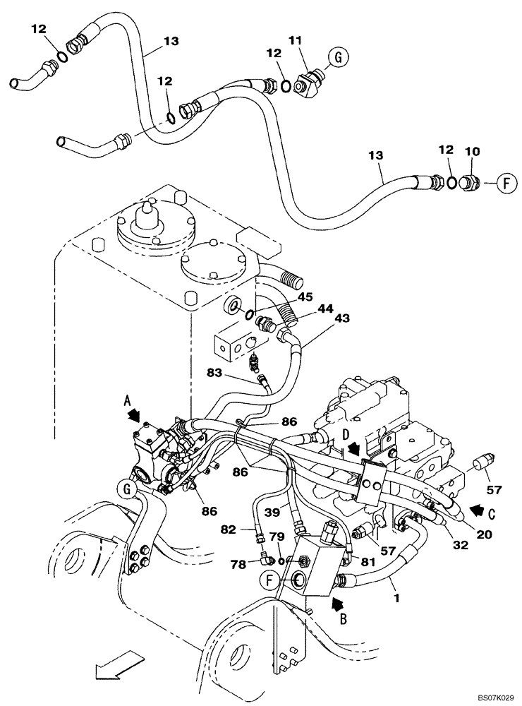 Схема запчастей Case CX130B - (08-34) - HYDRAULICS, AUXILIARY - MULTI-PURPOSE + 3 WAY VALVE, PEDAL ACTIVATED (08) - HYDRAULICS