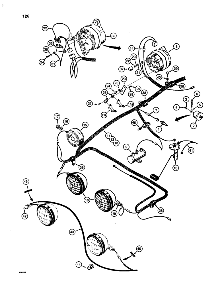 Схема запчастей Case W24C - (126) - ELECTRICAL SYSTEM, REAR HARNESS (04) - ELECTRICAL SYSTEMS