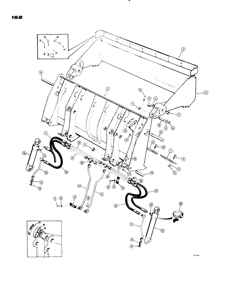 Схема запчастей Case 1150 - (152) - D51605 4-IN-1 BUCKET (05) - UPPERSTRUCTURE CHASSIS