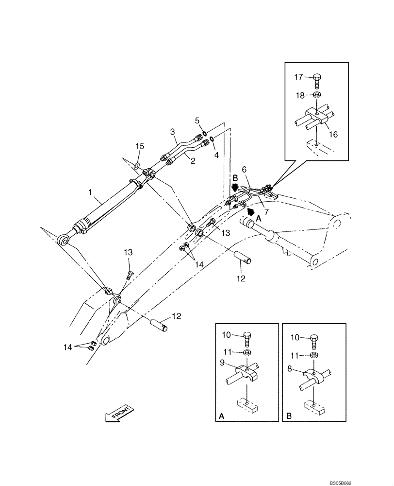 Схема запчастей Case CX225SR - (08-18) - HYDRAULICS - ARM CYLINDER, MODELS WITHOUT LOAD HOLD (08) - HYDRAULICS