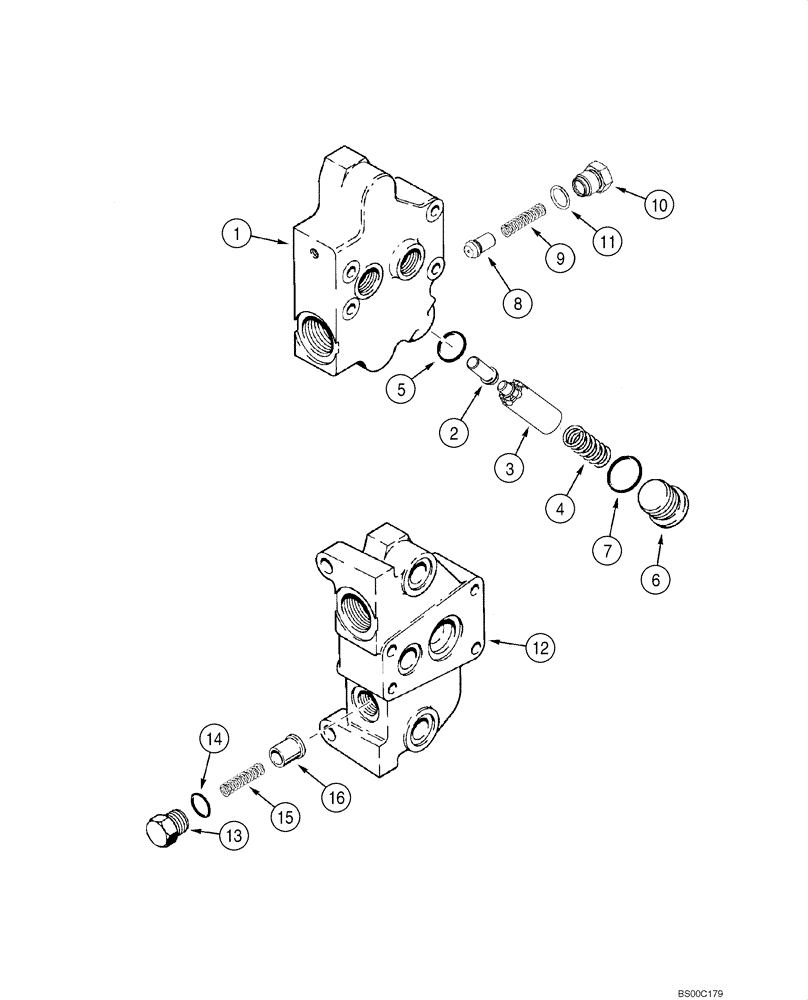 Схема запчастей Case 580M - (08-37) - VALVE SECTION - INLET AND OUTLET, BACKHOE CONTROL (08) - HYDRAULICS
