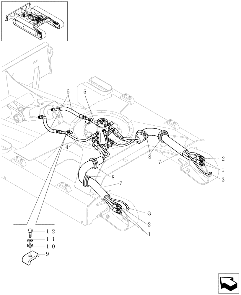 Схема запчастей Case CX22B - (3.070[01]) - LOWER FRAME LINES (35) - HYDRAULIC SYSTEMS