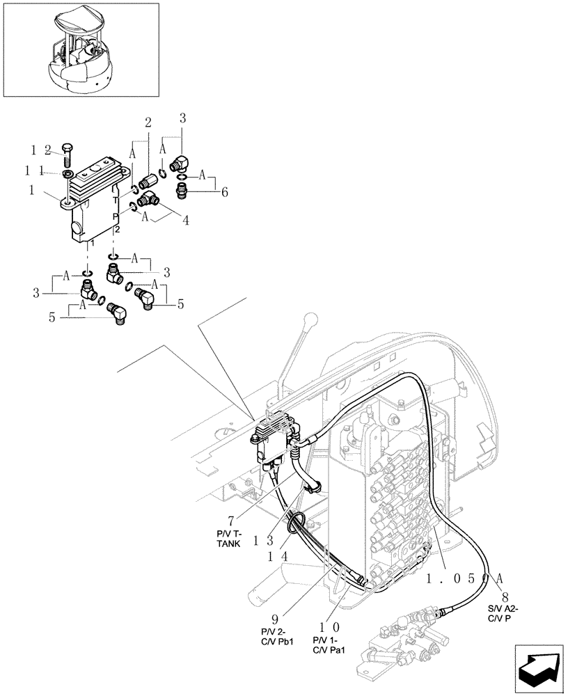 Схема запчастей Case CX22B - (1.080[03]) - CONTROL LINES (DOZER) (35) - HYDRAULIC SYSTEMS