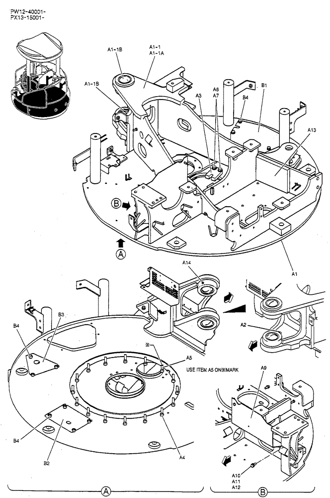 Схема запчастей Case CX36B - (01-001) - FRAME ASSY, UPP (39) - FRAMES AND BALLASTING