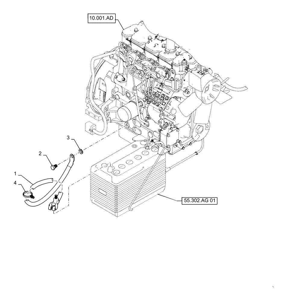 Схема запчастей Case SR130 - (55.302.AI[02]) - NO BATTERY DISCONNECT SM (SR130,SR150) (55) - ELECTRICAL SYSTEMS