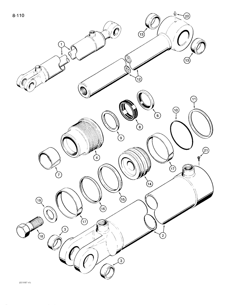 Схема запчастей Case 780D - (8-110) - G103044 BACKHOE BOOM CYLINDER (08) - HYDRAULICS