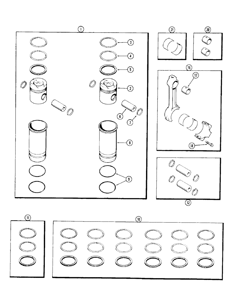 Схема запчастей Case 980 - (022) - PISTON ASSEMBLY & CONNECTING RODS, (504BDT) DIESEL ENGINE (01) - ENGINE