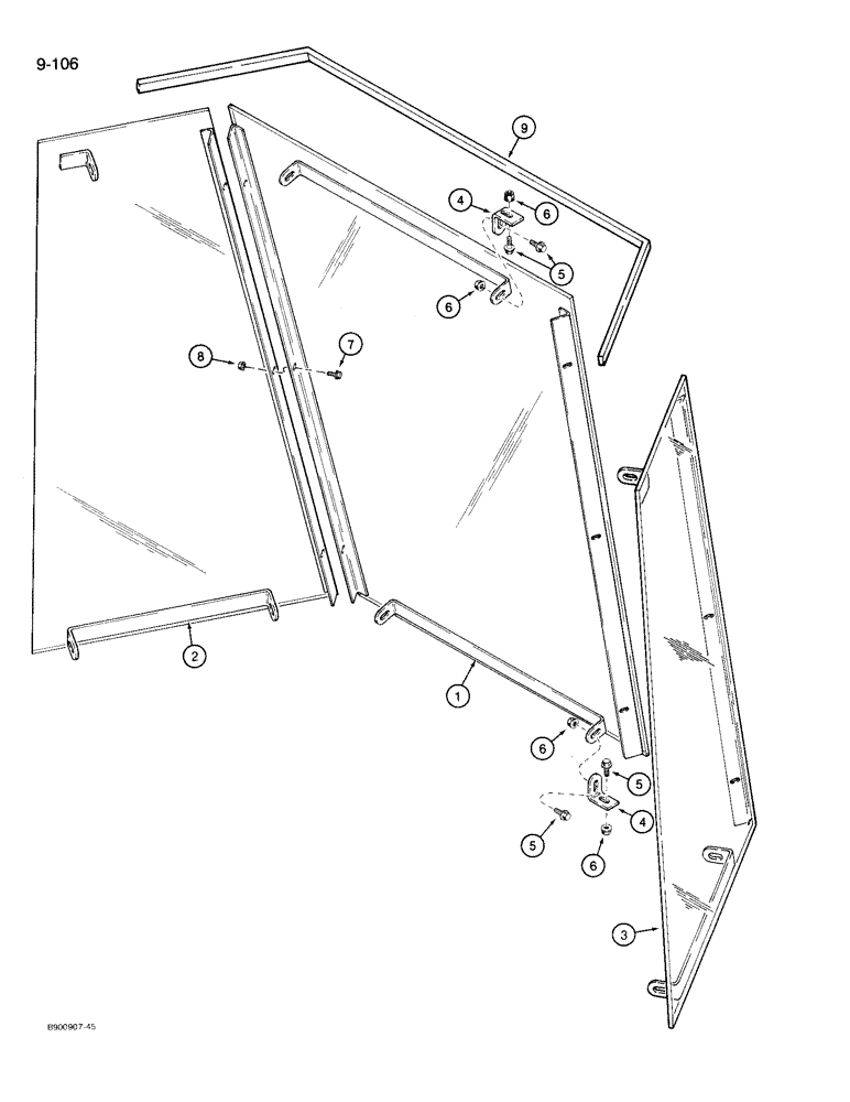 Схема запчастей Case 721 - (9-106) - *CANOPY WINDSHIELD AND WIPER KIT (09) - CHASSIS/ATTACHMENTS