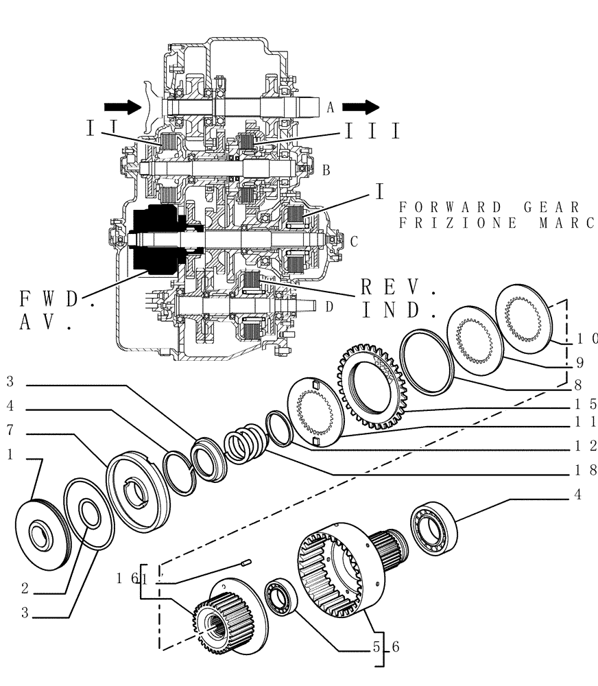 Схема запчастей Case 1850K - (1.211[15]) - TRANSMISSION - COMPONENTS Hydrostatic Transmission