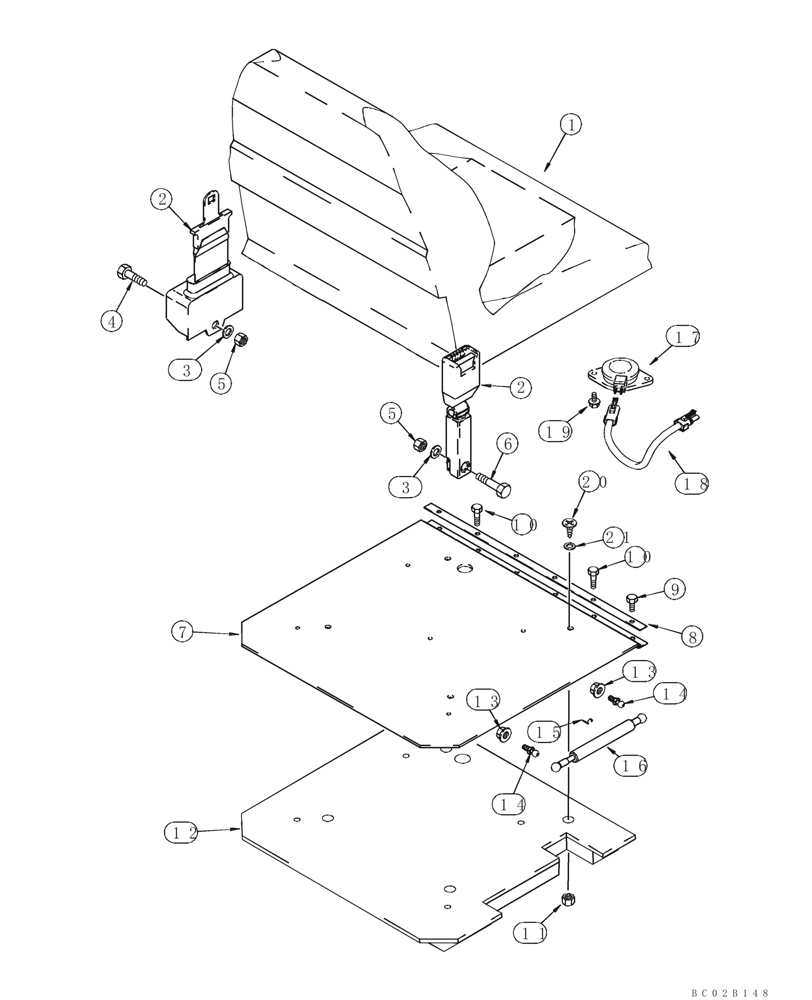 Схема запчастей Case 465 - (09-18) - SEAT, MOUNTING - NON-SUSPENSION (09) - CHASSIS