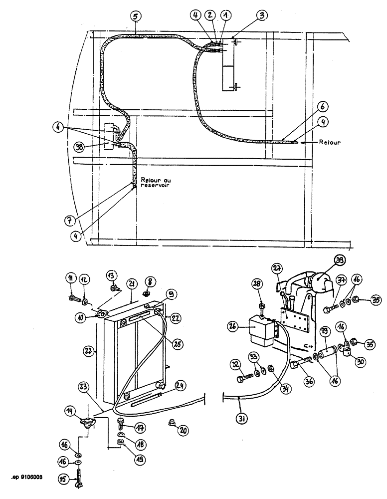 Схема запчастей Case 1088 - (010) - ENGINE COOLING CIRCUIT (10) - ENGINE