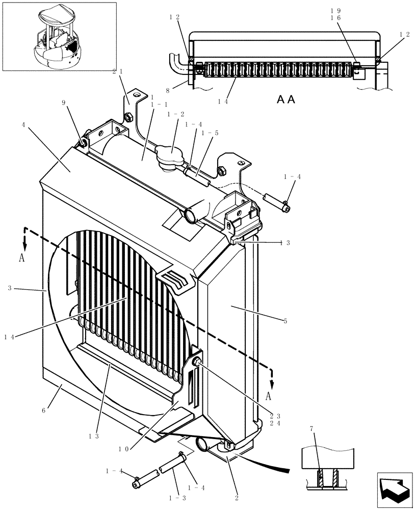 Схема запчастей Case CX31B - (708-01[1]) - RADIATOR INSTAL (COOLER) (10) - ENGINE