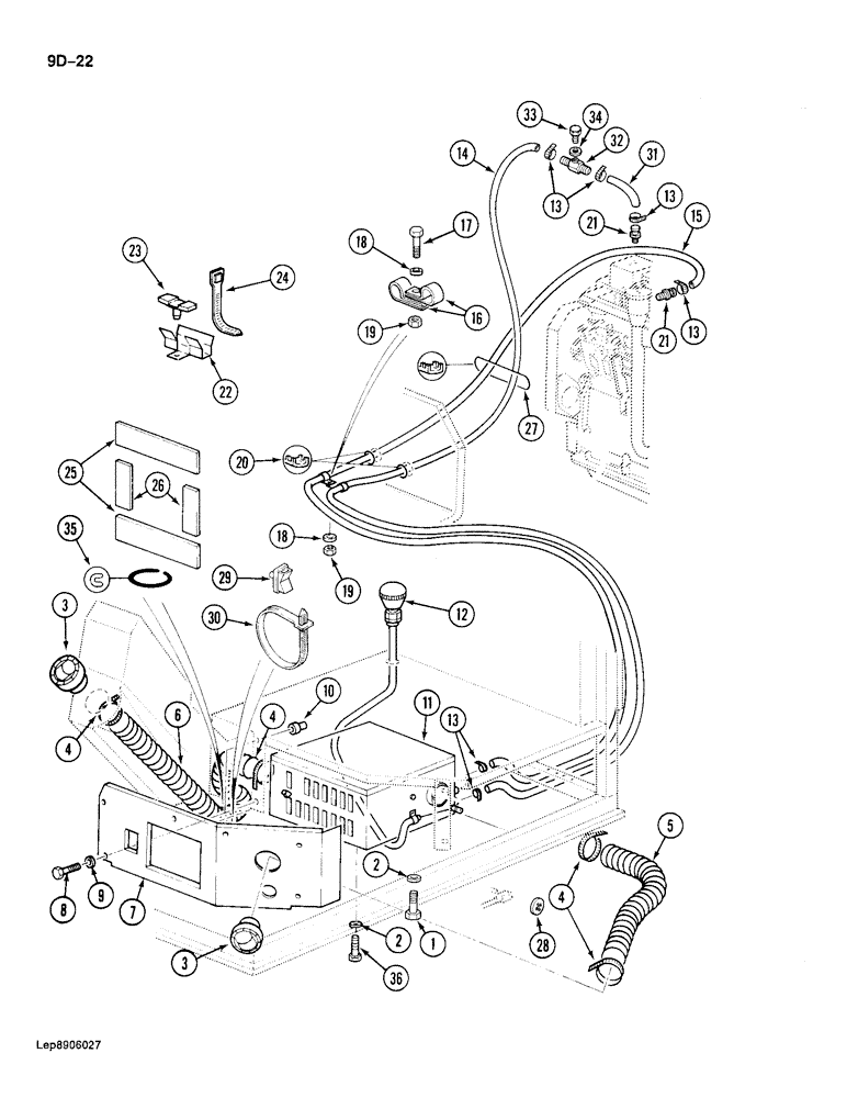 Схема запчастей Case 688 - (9D-22) - ADAPTING PARTS AND HEATER LINES (09) - CHASSIS