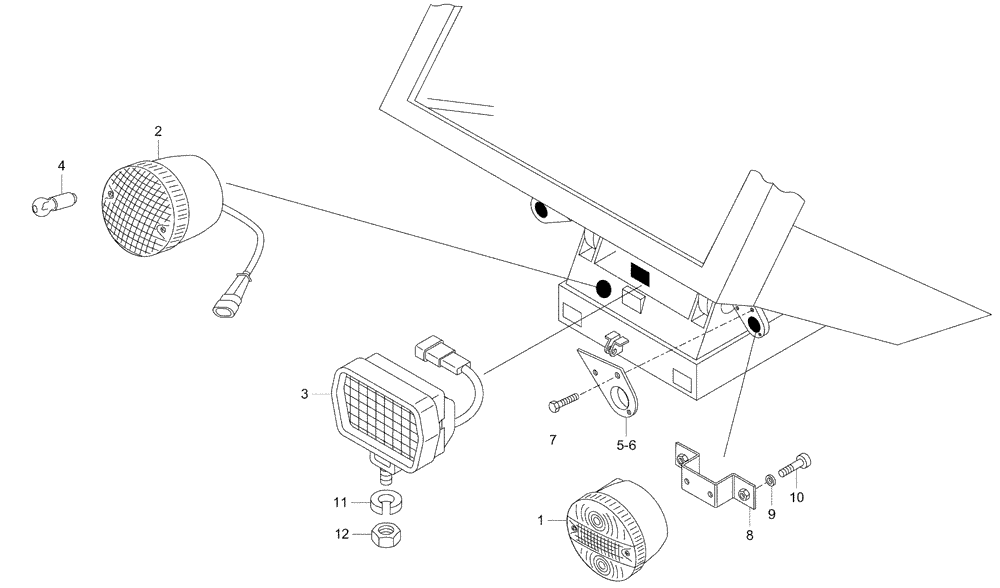 Схема запчастей Case 325 - (5.652A[19A]) - REAR LAMP - ELECTRIC COMPONENTS (10) - Cab/Cowlings