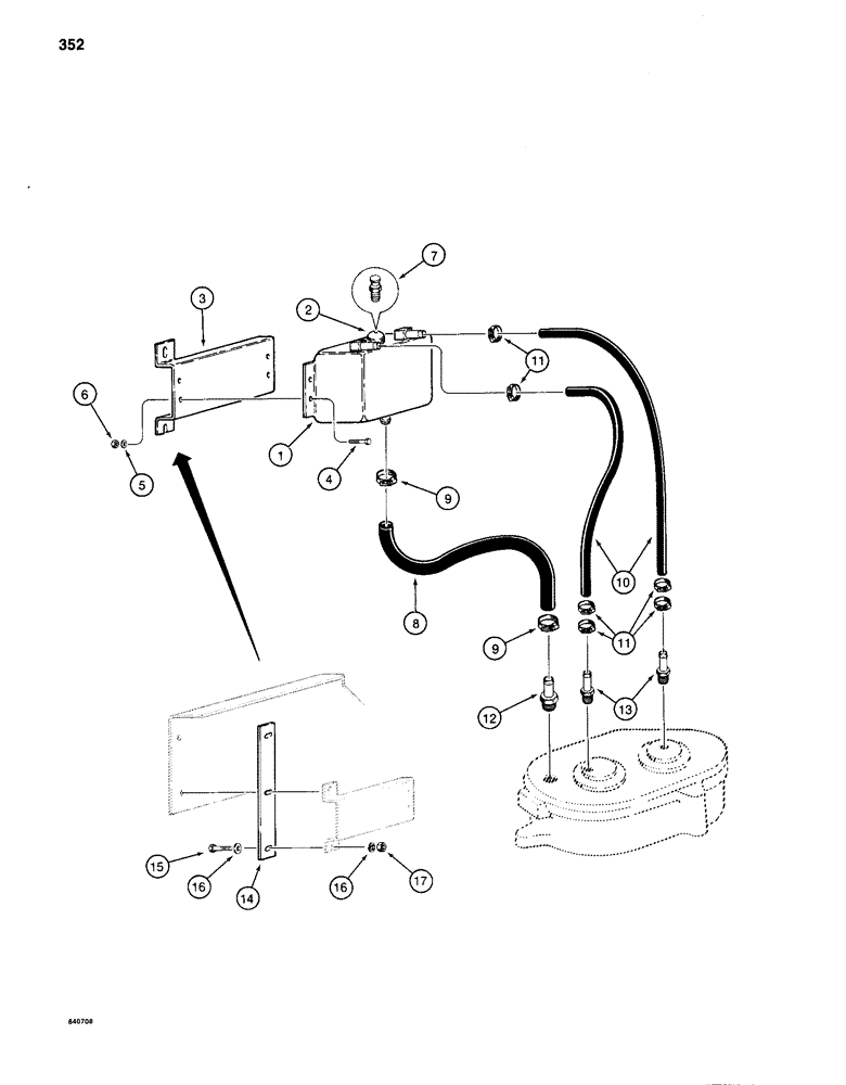 Схема запчастей Case 880C - (352) - SWING GEARBOX LUBRICATION SYSTEM (04) - UNDERCARRIAGE