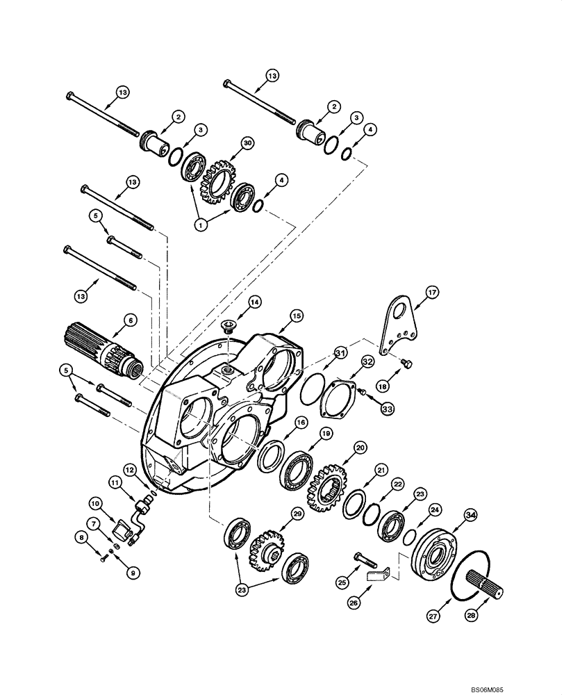 Схема запчастей Case 845 - (06.07[00]) - TRANSMISSION - HOUSING AND INPUT SHAFT (06) - POWER TRAIN