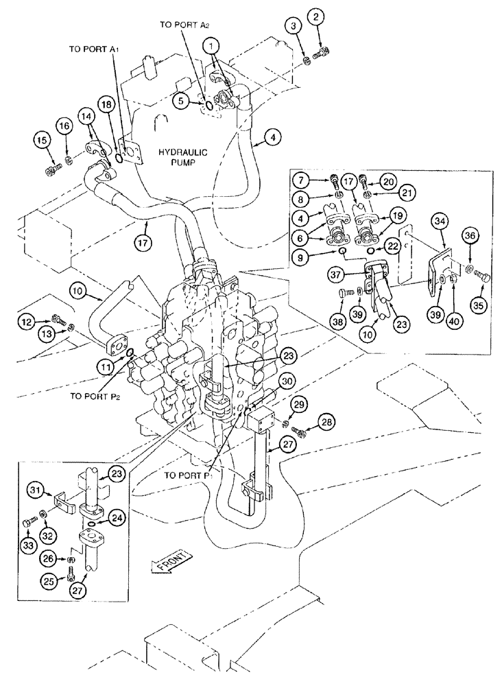 Схема запчастей Case 9050B - (8-012) - CONTROL VALVE SUPPLY LINES (08) - HYDRAULICS