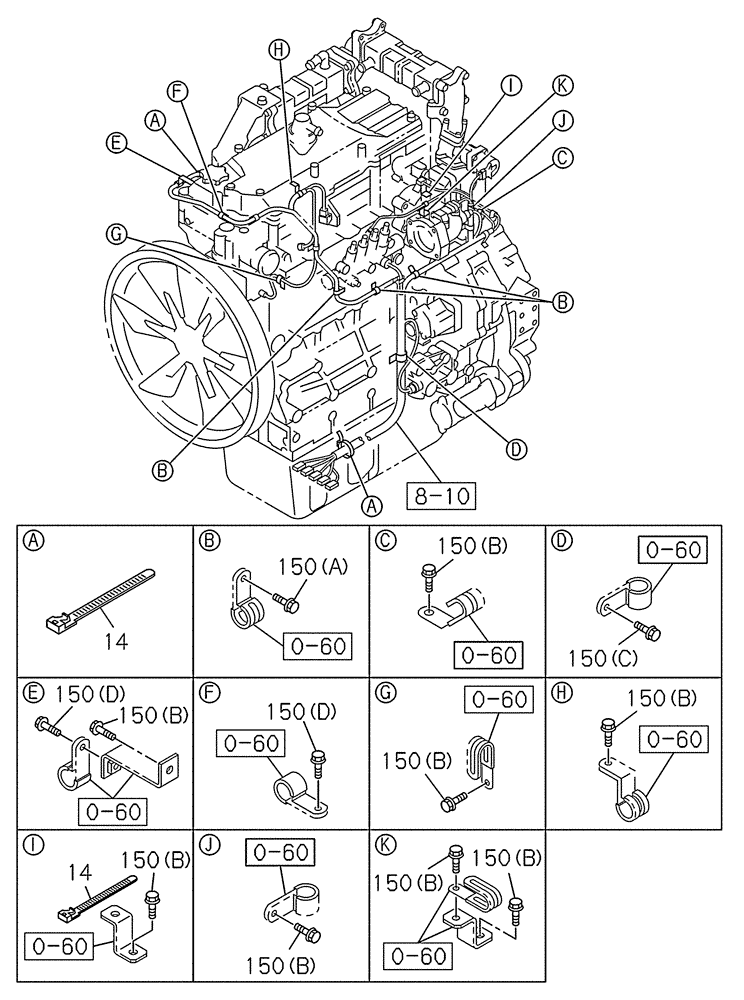 Схема запчастей Case CX250C - (04-815[01]) - BRACKET (02) - ENGINE