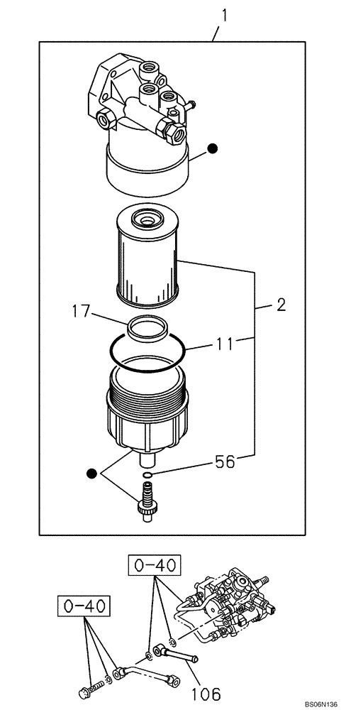 Схема запчастей Case CX290B - (03-06) - FUEL FILTER (03) - FUEL SYSTEM