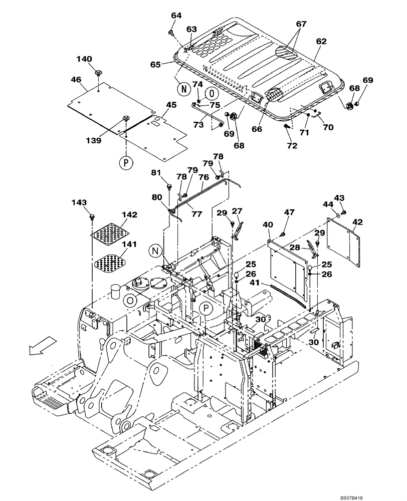 Схема запчастей Case CX210BNLC - (09-07) - HOOD, ENGINE - INSULATION (09) - CHASSIS/ATTACHMENTS