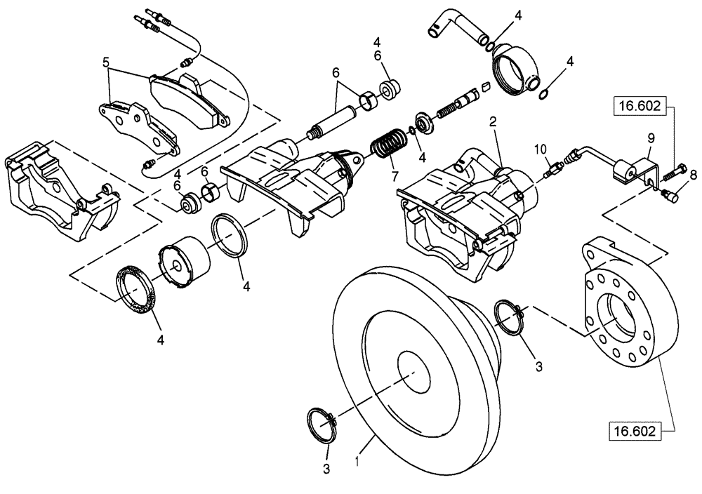 Схема запчастей Case 221D - (19.202[2988313000]) - PARKING BRAKE FRONT AXLE (33) - BRAKES & CONTROLS