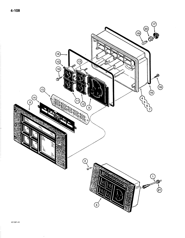 Схема запчастей Case 780C - (4-108) - INSTRUMENT CLUSTER, USED ON MODELS WITH 24 VOLT ELECTRICAL CIRCUIT (04) - ELECTRICAL SYSTEMS