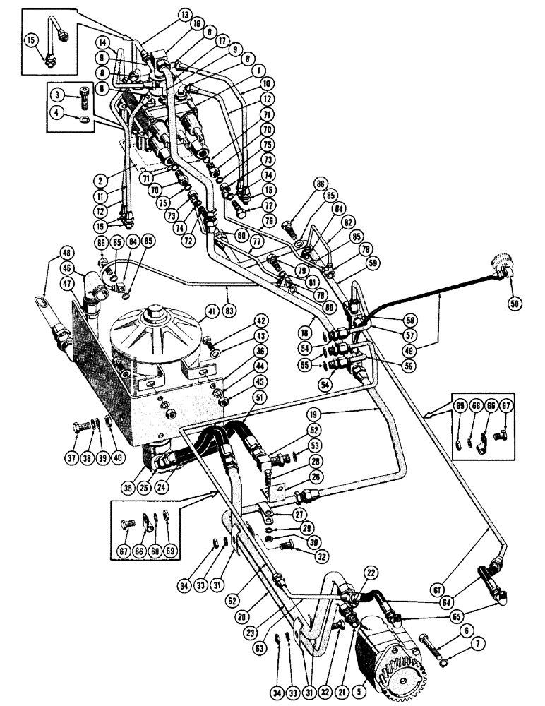 Схема запчастей Case 600 - (100) - HYDRAULIC SYSTEM, PUMP, VALVE, TUBING, BRAKE LINES, FITTINGS (USED FROM S/N 7060799) (07) - HYDRAULIC SYSTEM