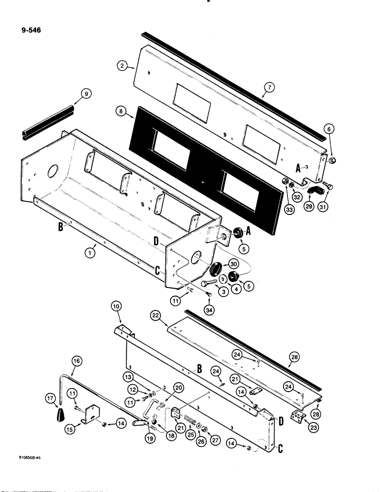 Схема запчастей Case 1450B - (9-546) - PRESSURIZED CAB, BLOWER HOUSING AND AIR FLOW CONTROL (09) - CHASSIS/ATTACHMENTS