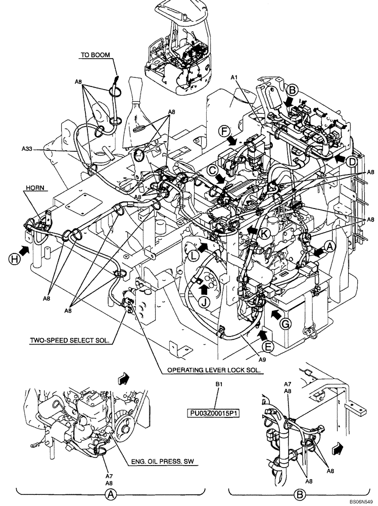 Схема запчастей Case CX17B - (01-042[00]) - ELECTRICAL ASSY, UPPER (HARNESS) (PU03E00002F1) (55) - ELECTRICAL SYSTEMS