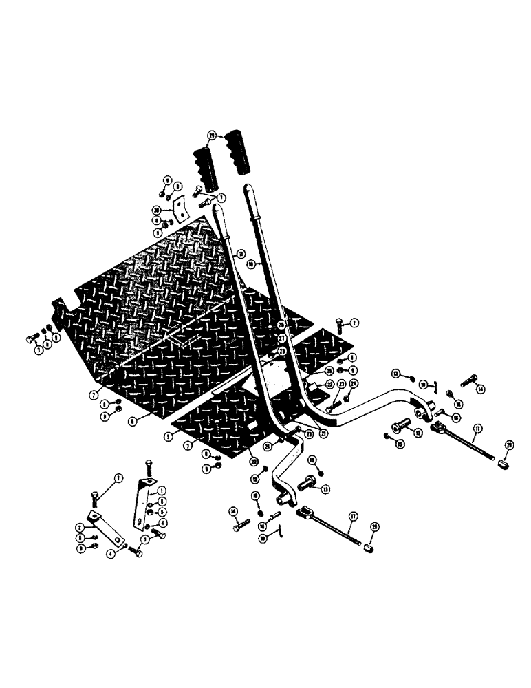 Схема запчастей Case 420 - (048) - FLOOR PLATE, STEERING LEVERS AND LINKAGE (05) - UPPERSTRUCTURE CHASSIS