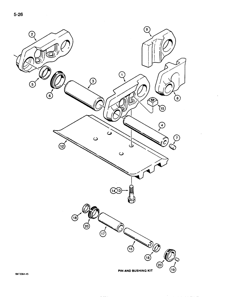 Схема запчастей Case 855D - (5-26) - CASE LUBRICATED TRACK (OPTIONAL) WITH SPLIT MASTER LINKS (11) - TRACKS/STEERING