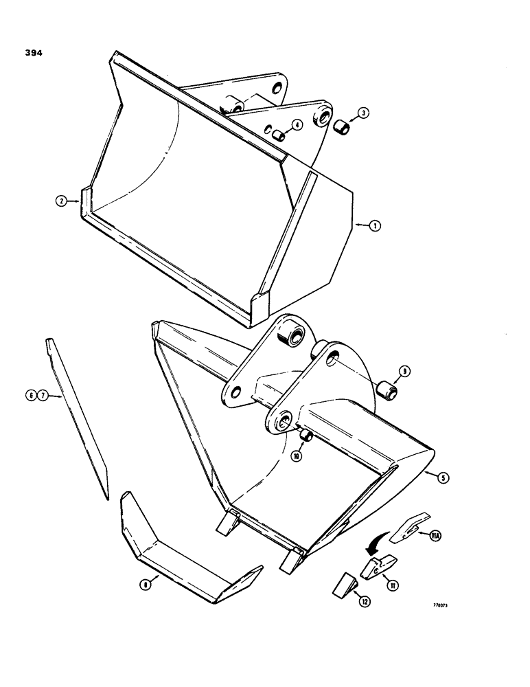 Схема запчастей Case 35 - (394) - BACKHOE BUCKETS, OPTIONAL TYPES, SHOVEL BUCKET, MACHINERY ITEM 