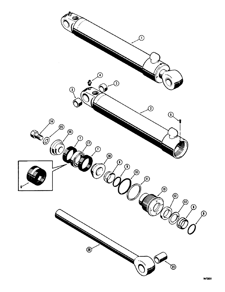 Схема запчастей Case 34 - (34) - D40794 BACKHOE STABILIZER CYLINDER, LATE PRODUCTION 