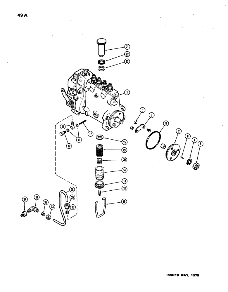 Схема запчастей Case 850 - (049A) - A62337 AND A62338 INJECTION PUMPS, (301 BD) DIESEL ENGINE, W/ LUBE TUBE ON ENGINE SIDE OF PUMP (02) - FUEL SYSTEM