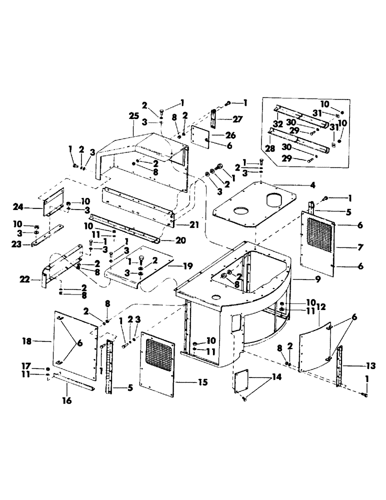 Схема запчастей Case 40EC - (D09A) - TURNTABLE SHROUD FOR: CASE 504BD DIESEL ENGINES (05) - UPPERSTRUCTURE CHASSIS