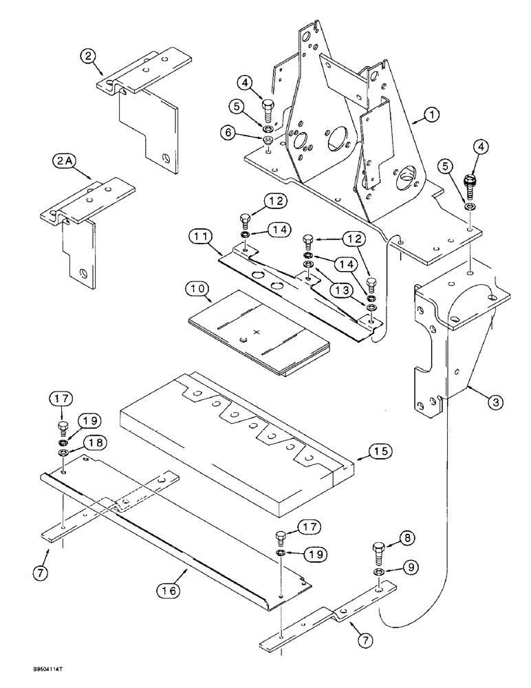 Схема запчастей Case 570LXT - (9-019A) - BACKHOE CONTROL TOWER SUPPORT AND SEALS (09) - CHASSIS/ATTACHMENTS