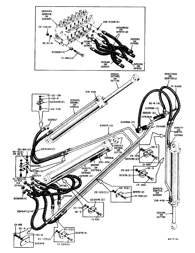 Схема запчастей Case 31 - (056) - BOOM, CROWD, AND BUCKET CYLINDER HYDRAULICS, BEFORE BACKHOE S/N 4058655, VALVE 