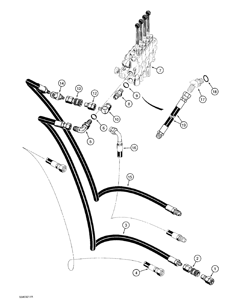 Схема запчастей Case 480F - (8-048) - THREE-POINT HITCH VALVE HYDRAULIC CIRCUIT (08) - HYDRAULICS