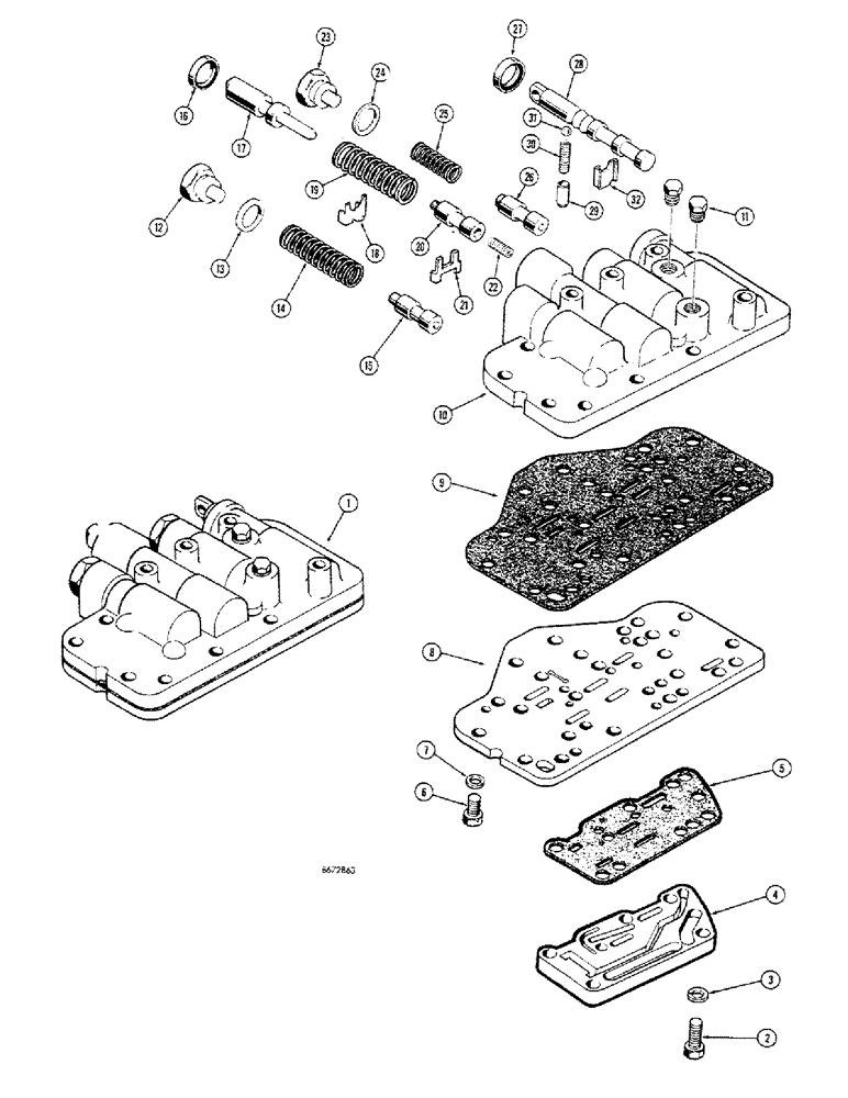 Схема запчастей Case 680CK - (074) - TRANSMISSION, FORWARD AND REVERSE CONTROL VALVE (21) - TRANSMISSION