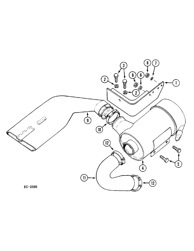 Схема запчастей Case 380B - (2-14) - AIR CLEANER MOUNTING (02) - ENGINE