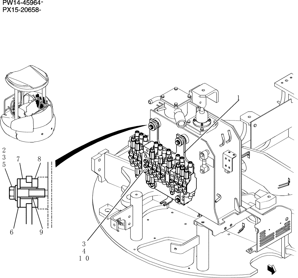 Схема запчастей Case CX36B - (080-72[1]) - VALVE INSTAL (ANGLE DOZER) (05) - SUPERSTRUCTURE