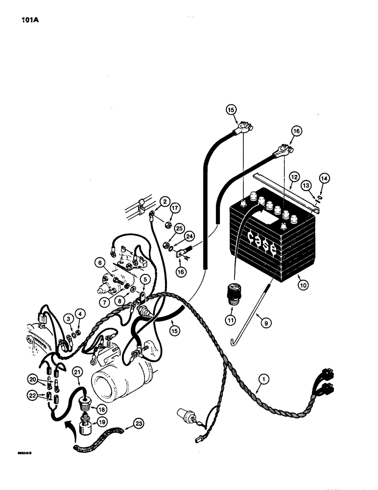 Схема запчастей Case 1835 - (101A) - ELECTRICAL SYSTEM, REAR HARNESS AND BATTERY (04) - ELECTRICAL SYSTEMS