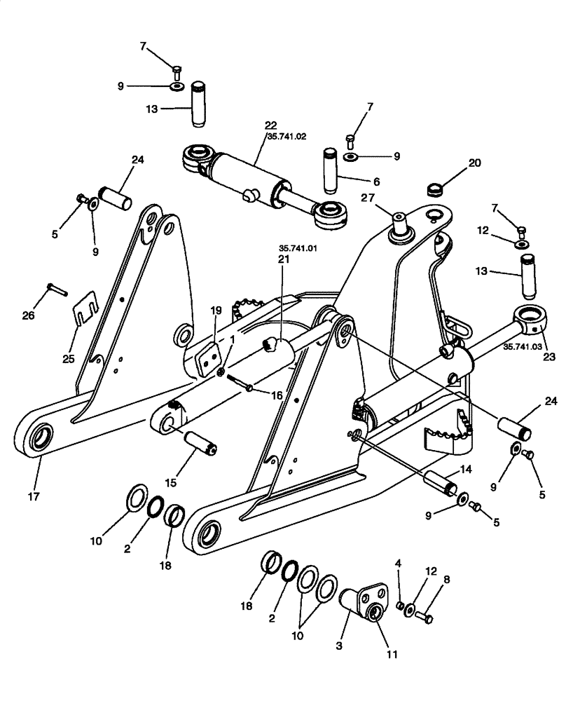 Схема запчастей Case 650L - (86.110.04) - FRAME, LIFT - CYLINDERS, MOUNTING (86) - DOZER