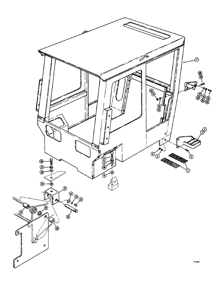 Схема запчастей Case 680CK - (246) - ROPS CANOPY, USED ON BACKHOE AND COUNTERWEIGHT MODELS (90) - PLATFORM, CAB, BODYWORK AND DECALS