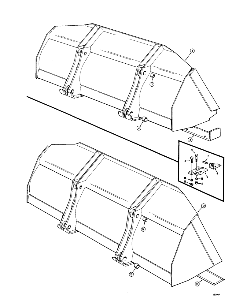 Схема запчастей Case 680CK - (136) - LOADER BUCKETS (OPTIONAL TYPES), 1-1/4 CUBIC YARD LOADER BUCKET (MACHINERY ITEM) (82) - FRONT LOADER & BUCKET