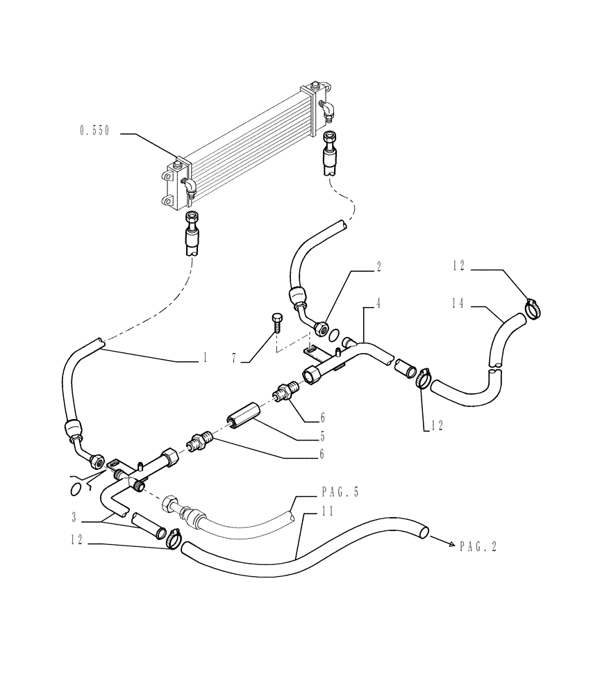 Схема запчастей Case 1850K - (3.434[04]) - HYDRAULIC SYSTEM PIPING (04) - UNDERCARRIAGE