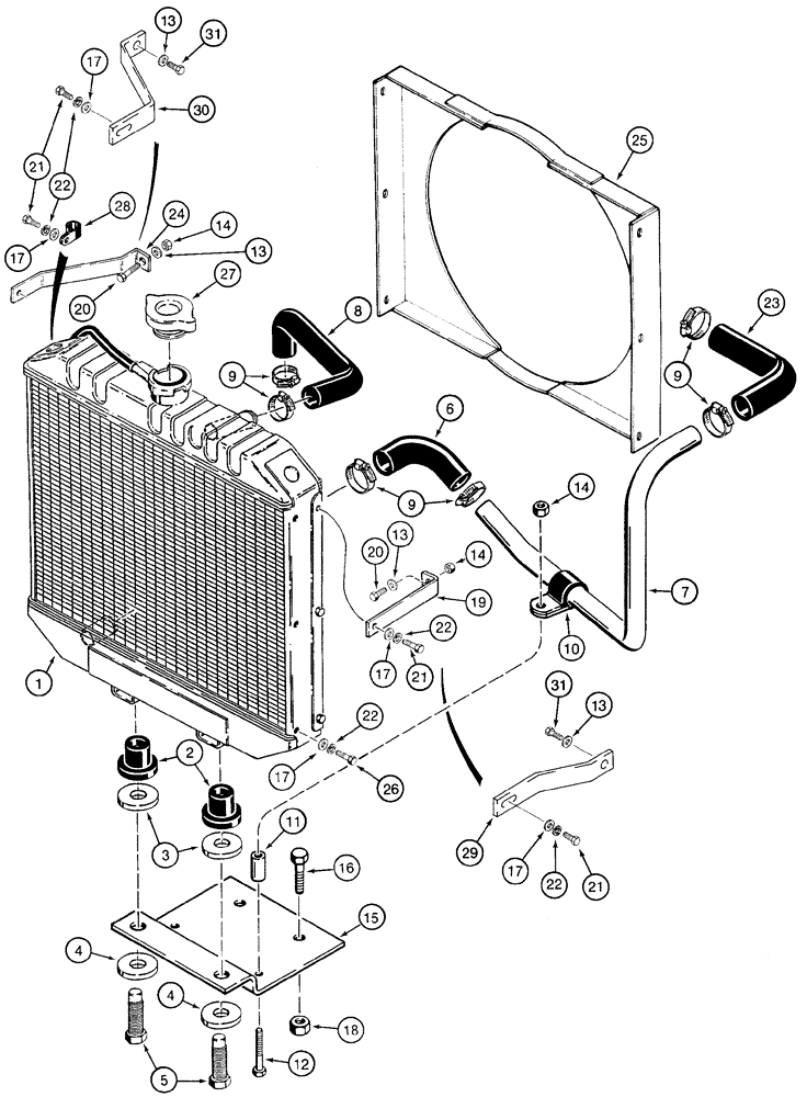 Схема запчастей Case 1825 - (2-05A) - RADIATOR & MOUNTING PARTS, GASOLINE MODELS, P.I.N. JAF0096438 AND AFTER (02) - ENGINE