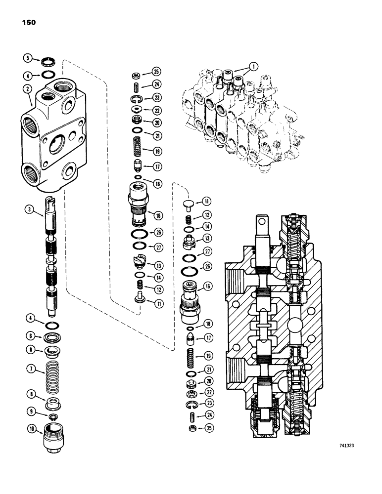 Схема запчастей Case 26S - (150) - G33097 DIPPER AND BUCKET SECTION 