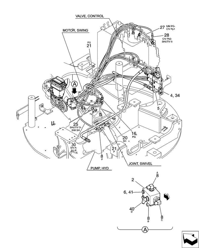 Схема запчастей Case CX31B - (01-056[01]) - CONTROL LINES, VALVE (35) - HYDRAULIC SYSTEMS