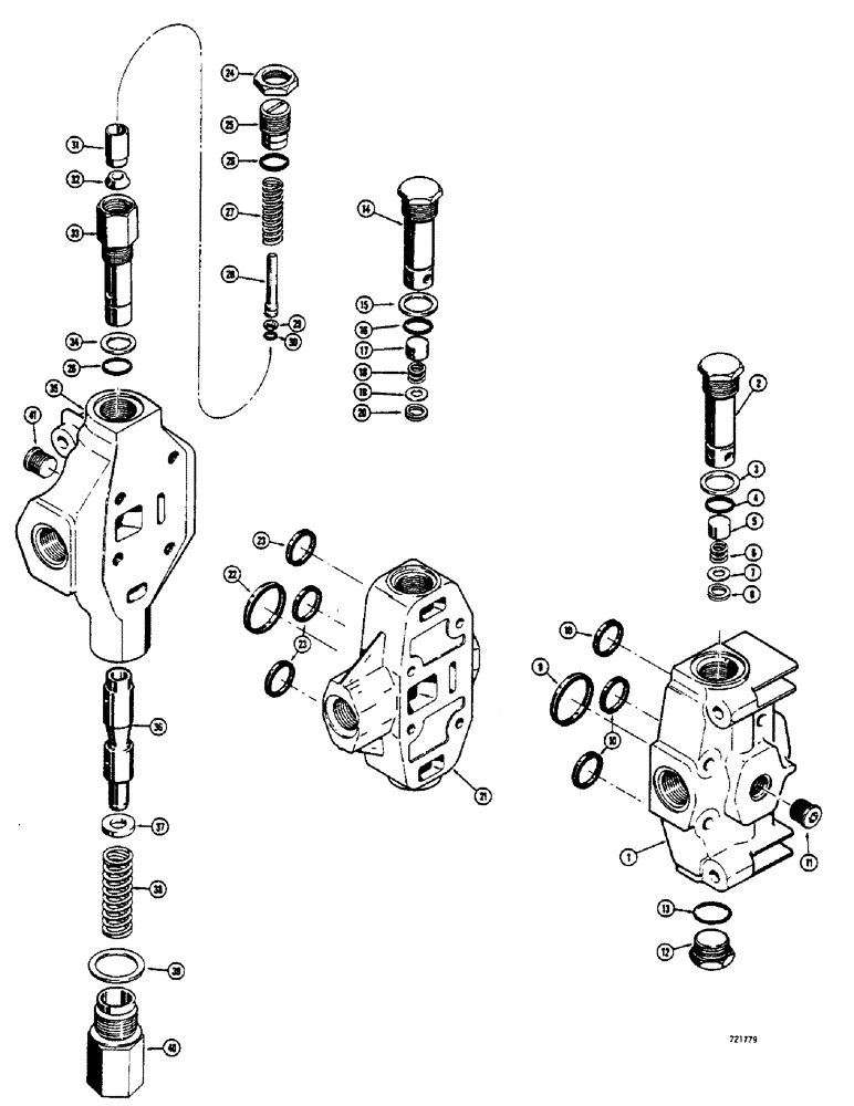 Схема запчастей Case 680CK - (222) - BACKHOE CONTROL VALVE, L35520 END INLET SECTION, L35521 (35) - HYDRAULIC SYSTEMS